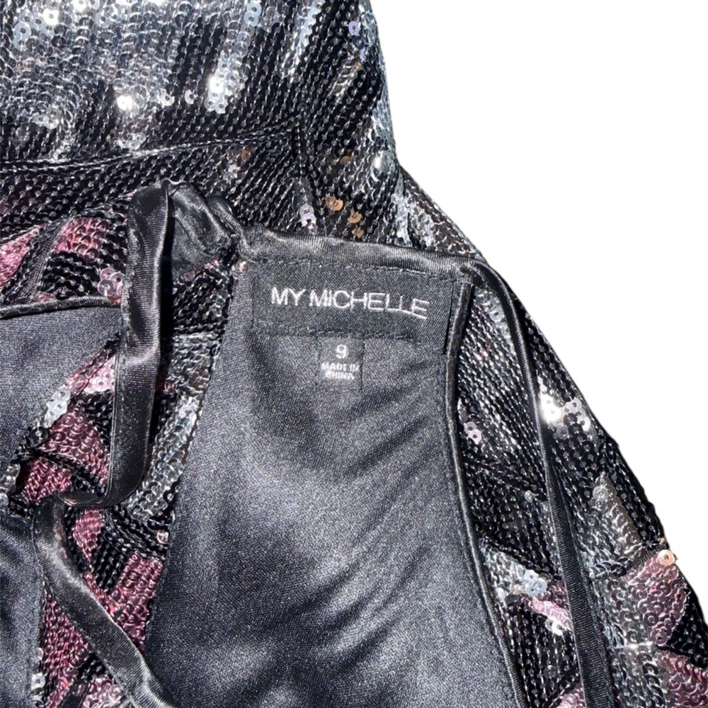 My Michelle Geometric Sequin Mini Dress - Black, Gold, Pink - Picture 4 of 5